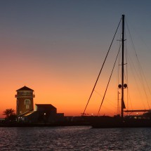 Sunset with the lighthouse of Almerimar